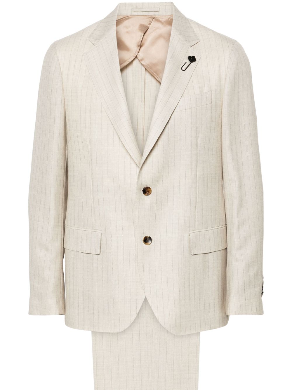 Lardini Pinstriped lightweight-wool Suit Neutrals Maison-Kitsune Men Single Breasted Suits