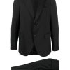 Men Single Breasted Suits Maison-Kitsune Lardini single-breasted two-piece Wool Suit Black