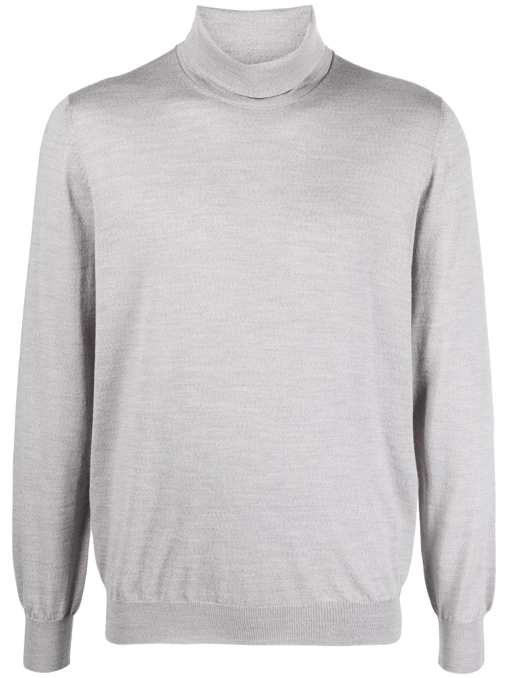 Maison-Kitsune Knitted Sweaters Men Lardini roll-neck fine-knit Wool Jumper Grey