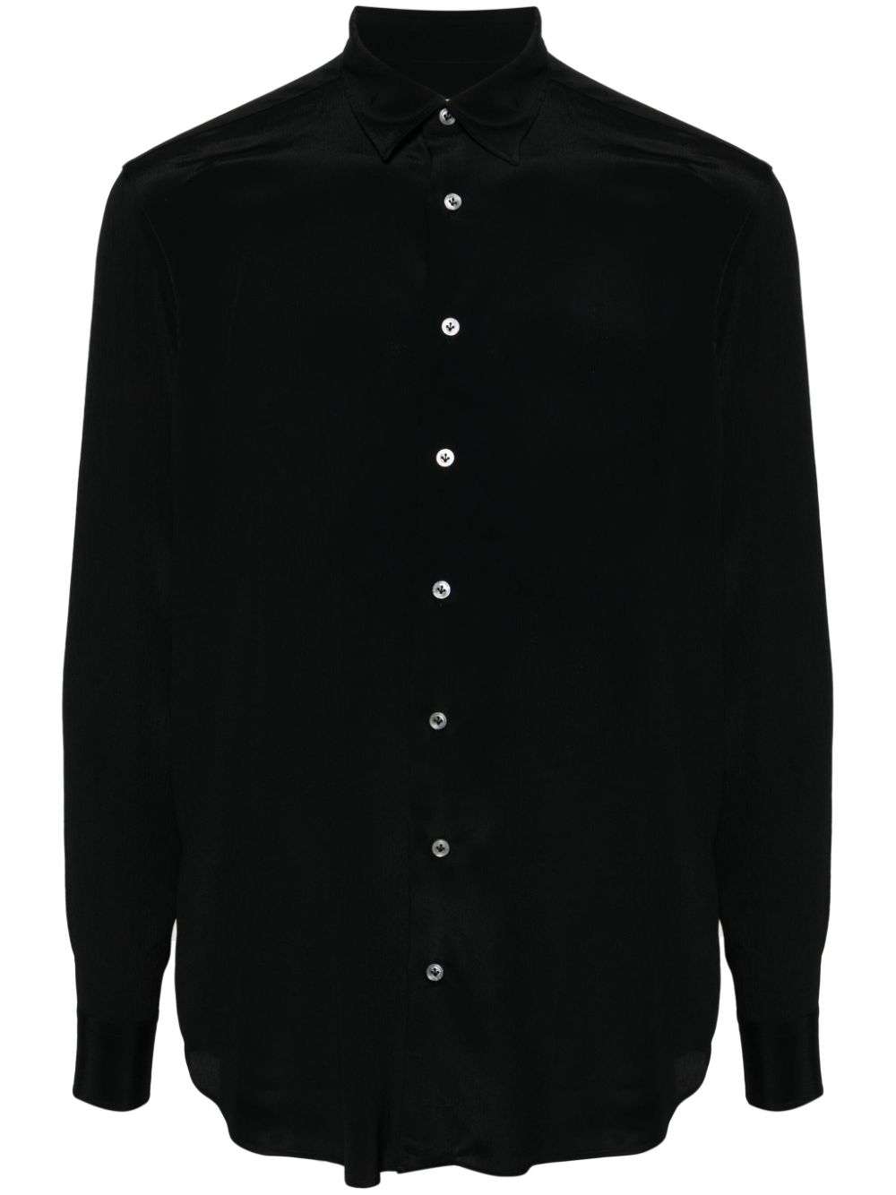 Maison-Kitsune Lardini Ted Satin Shirt Black Men Shirts
