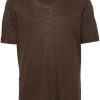 Maison-Kitsune Lardini short-sleeve Linen T-shirt Brown Men T-Shirts