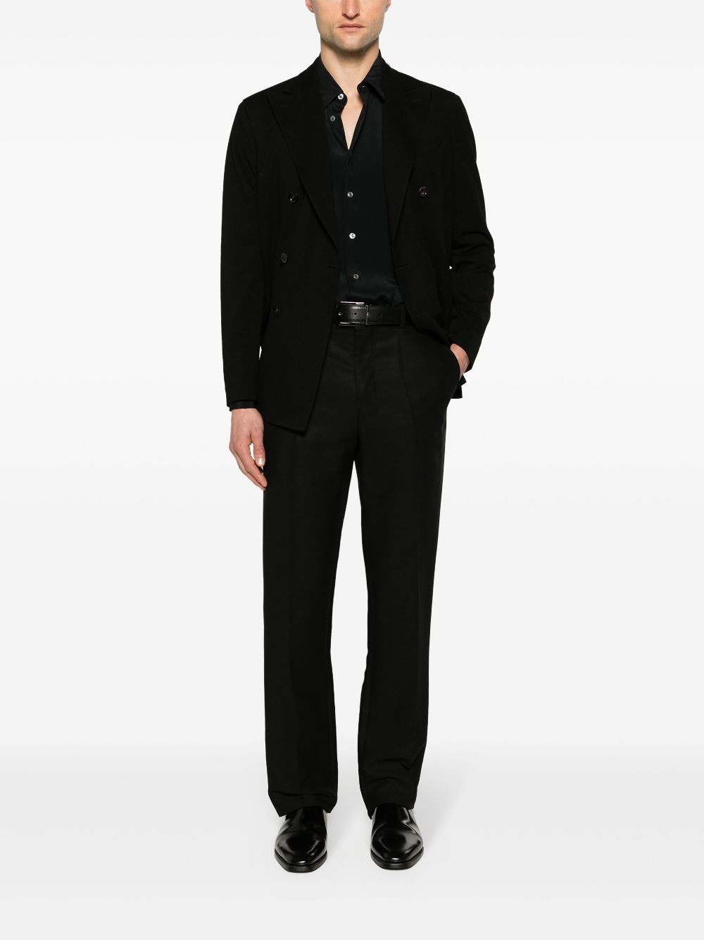 Maison-Kitsune Lardini Ted Satin Shirt Black Men Shirts