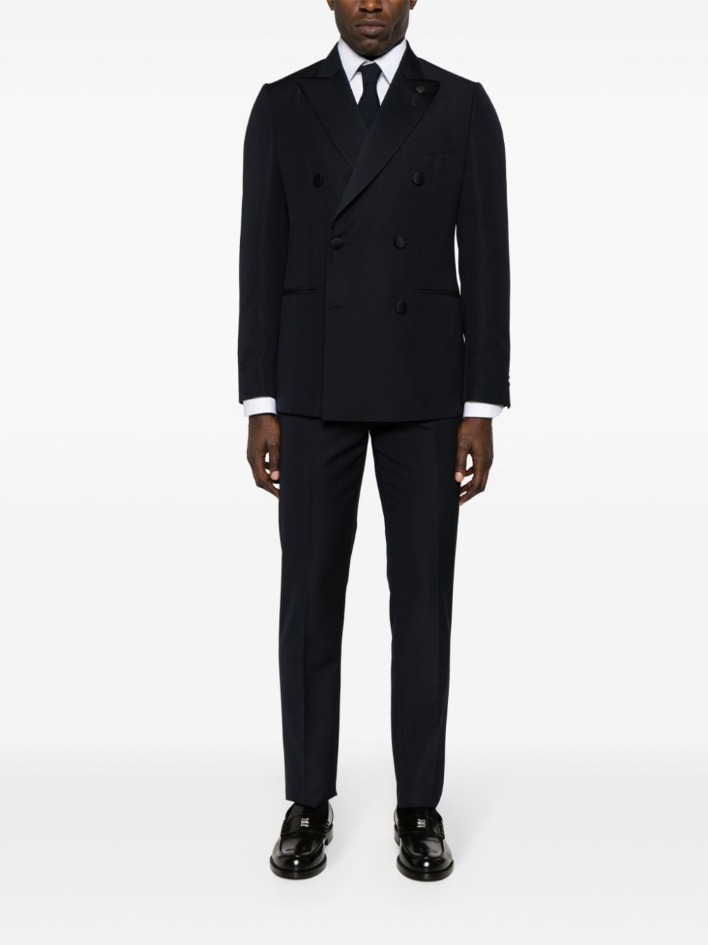 Maison-Kitsune Lardini double-breasted wool-blend Suit Blue Men Double Breasted Suits
