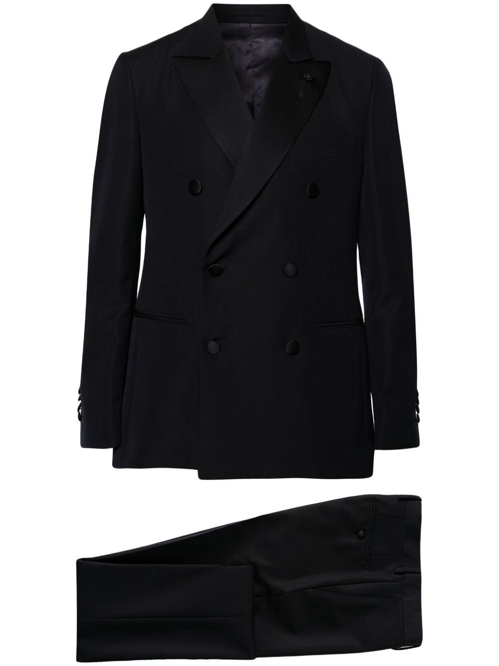 Maison-Kitsune Lardini double-breasted wool-blend Suit Blue Men Double Breasted Suits