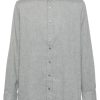 Maison-Kitsune Shirts Men Lardini cutaway-collar Flannel Shirt Grey