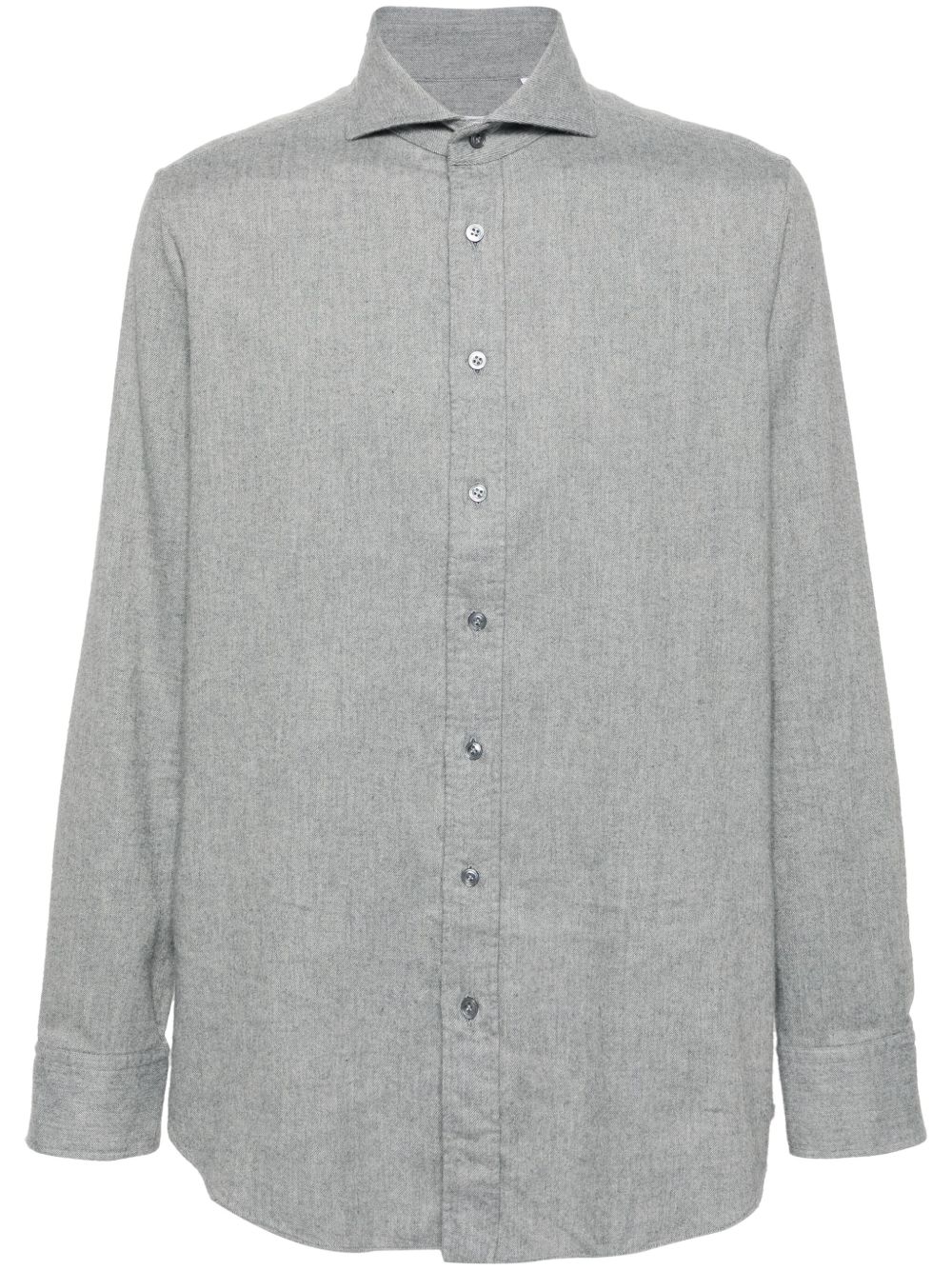 Maison-Kitsune Shirts Men Lardini cutaway-collar Flannel Shirt Grey