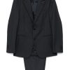 Maison-Kitsune Single Breasted Suits Men Lardini Virgin Wool Suit Blue