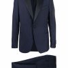 Maison-Kitsune Single Breasted Suits Men Lardini Wool single-breasted Suit Blue