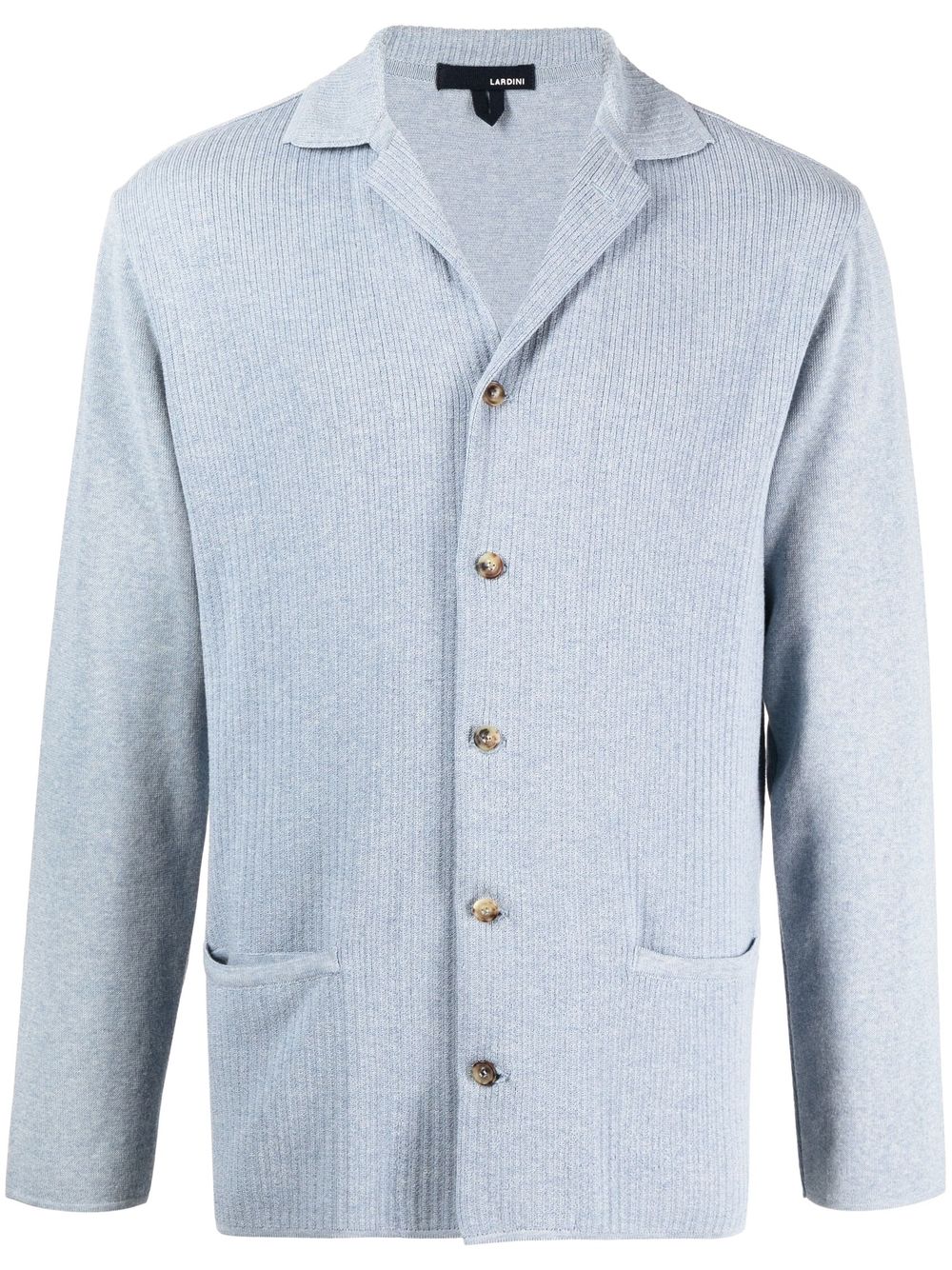 Lardini Ribbed Knit Shirt Blue Maison-Kitsune Men Shirts