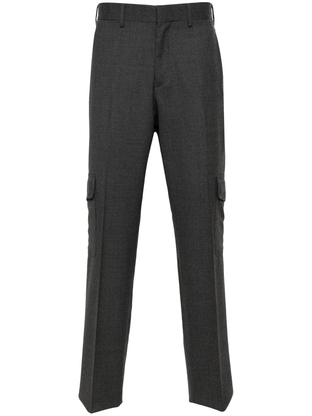 Maison-Kitsune Lardini mid-rise Wool Cargo Trousers Grey Men Tapered Pants