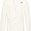 Maison-Kitsune Blazers Men Lardini chevron-knit single-breasted Blazer White