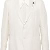 Men Blazers Maison-Kitsune Lardini basket-weave single-breasted Blazer Neutrals