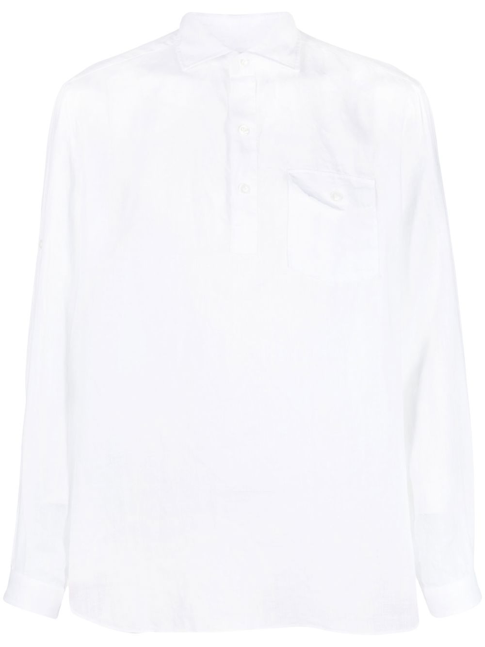 Maison-Kitsune Lardini Linen long-sleeve Shirt White Men Shirts