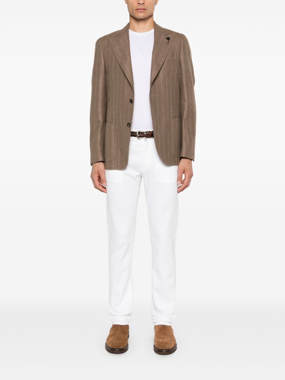 Maison-Kitsune Blazers Men Lardini Striped Blazer Brown