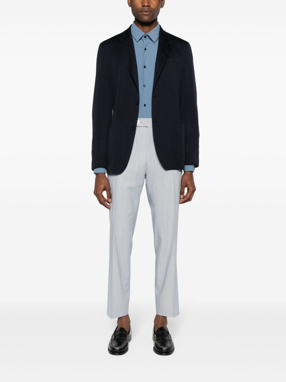 Maison-Kitsune Blazers Men Lardini single-breasted wool-blend Blazer Blue