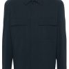 Men Shirt Jackets Maison-Kitsune Lardini Textured Cotton Shirt Jacket Blue
