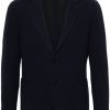 Lardini Knitted single-breasted Blazer Blue Men Blazers Maison-Kitsune