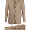 Men Single Breasted Suits Maison-Kitsune Lardini single-breasted two-piece Suit Brown