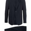 Men Single Breasted Suits Maison-Kitsune Lardini brooch-detail single-breasted Suit Blue