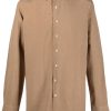 Men Shirts Maison-Kitsune Lardini long-sleeved button-up Shirt Brown