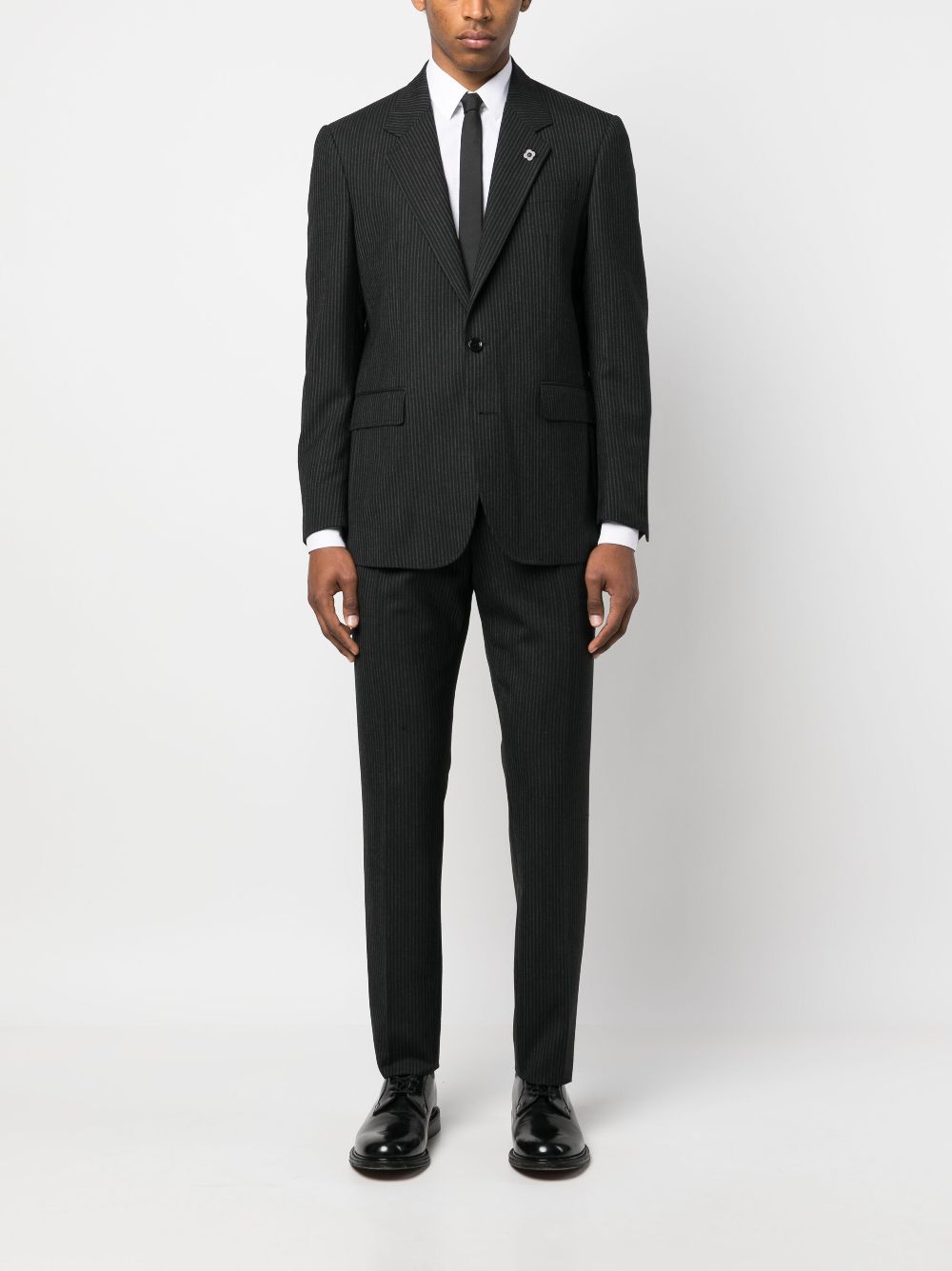 Lardini Striped single-breasted Suit Black Maison-Kitsune Men Single Breasted Suits