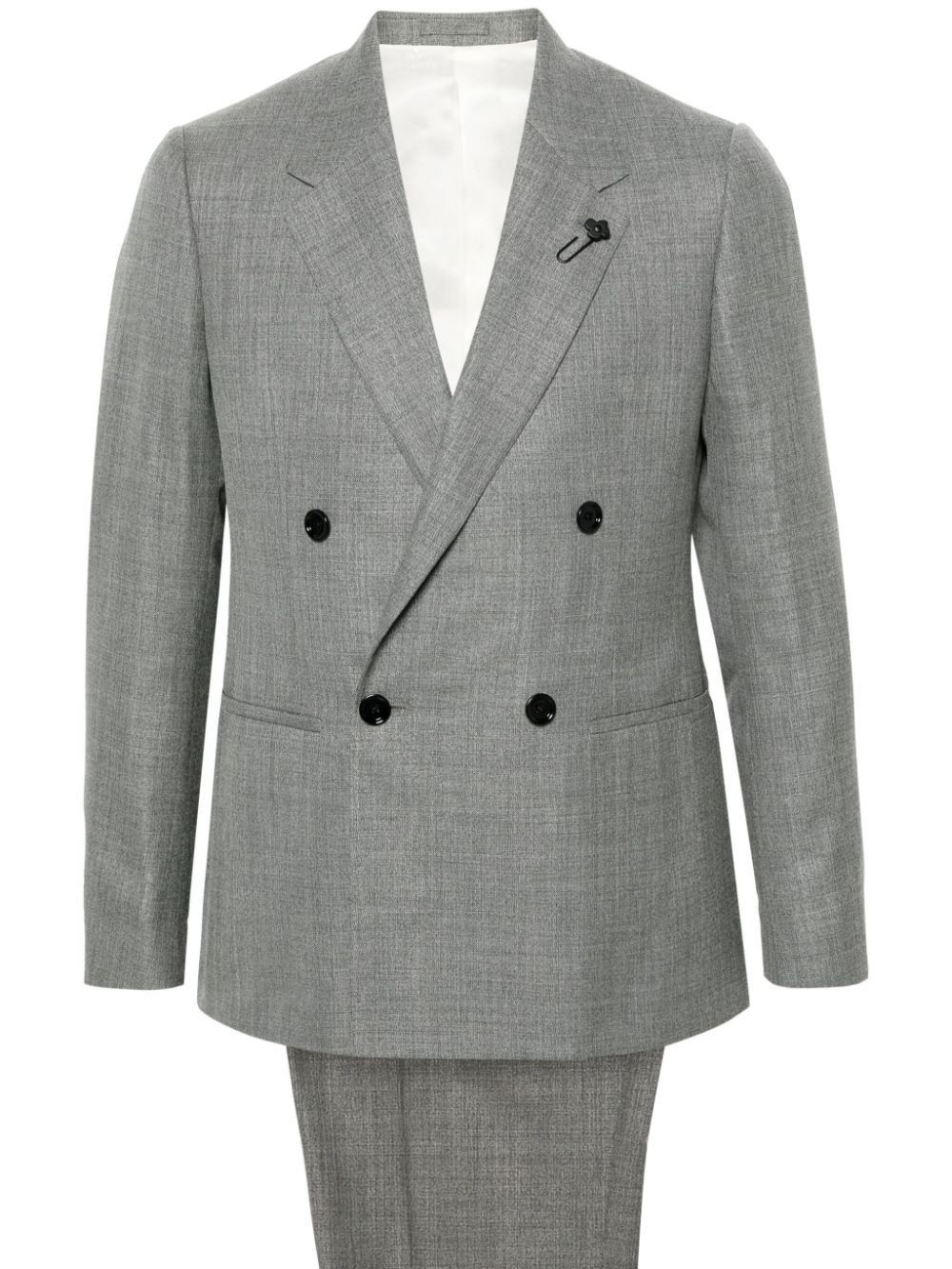 Maison-Kitsune Lardini double-breasted wool-blend Suit Grey Men Double Breasted Suits