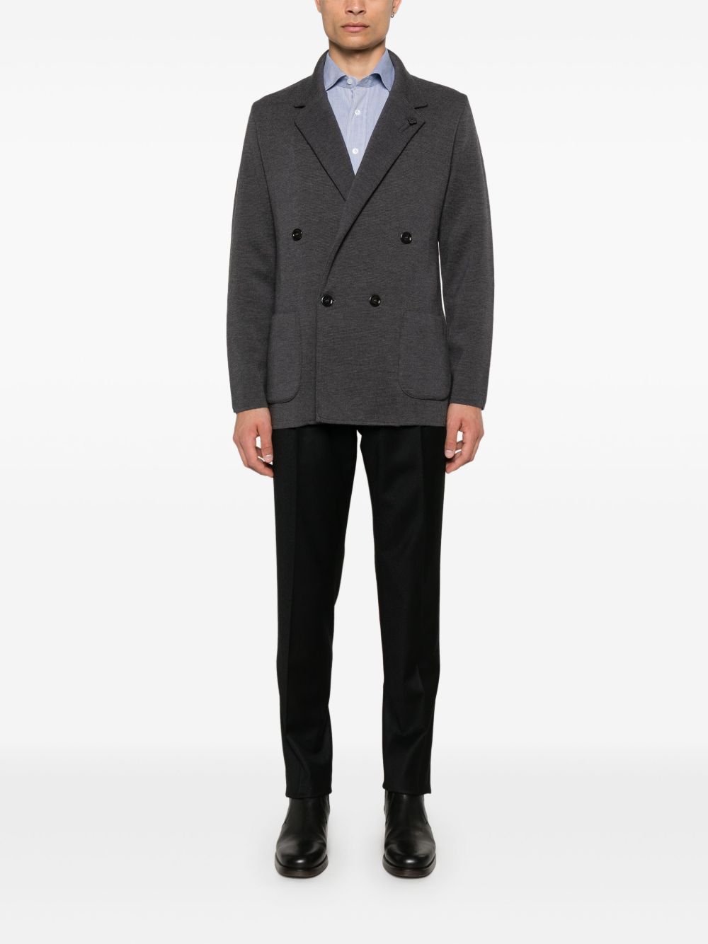 Maison-Kitsune Lardini wingtip-collar Shirt Blue Men Shirts