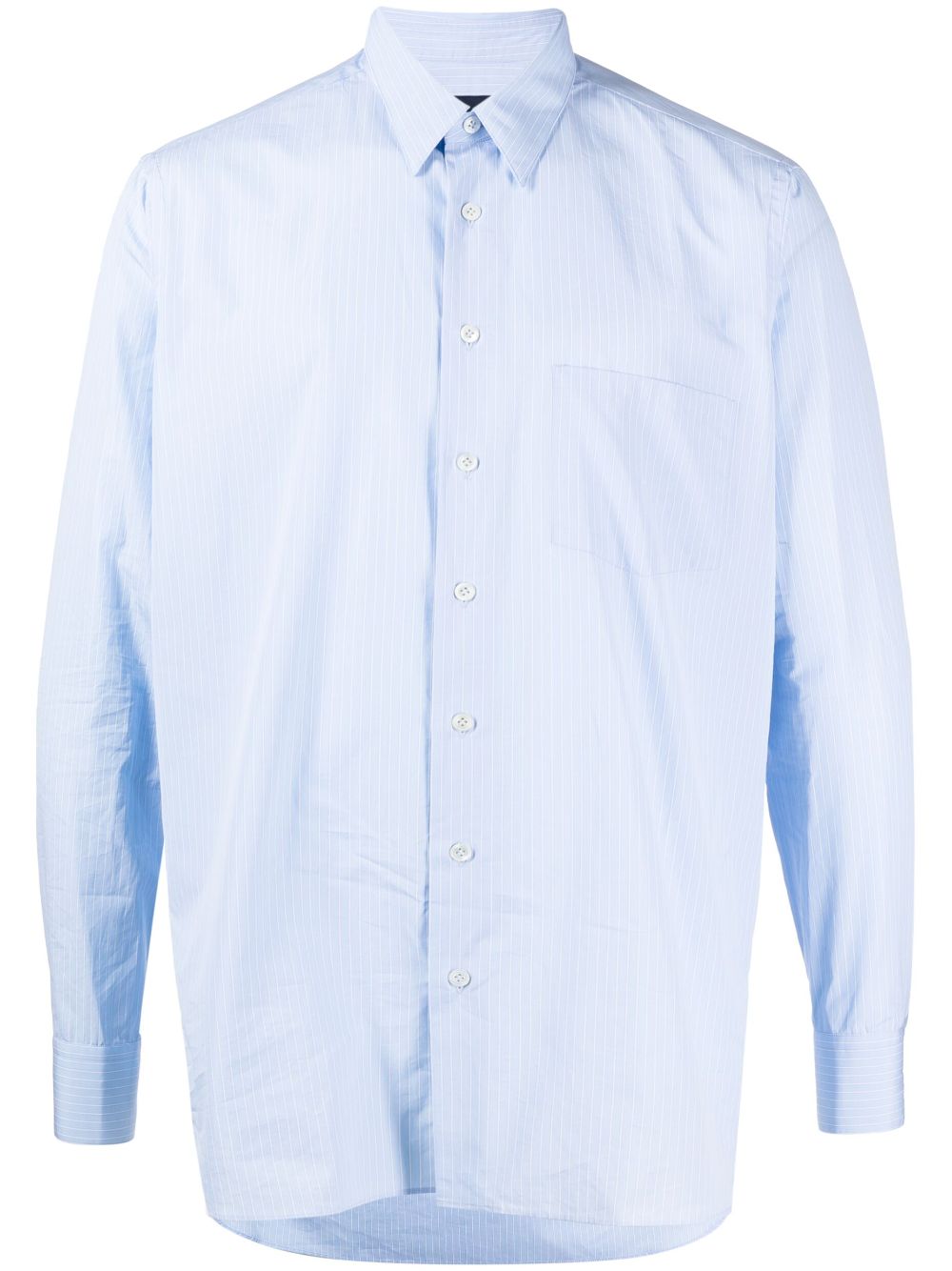 Maison-Kitsune Lardini pinstripe-print Cotton Shirt Blue Men Shirts