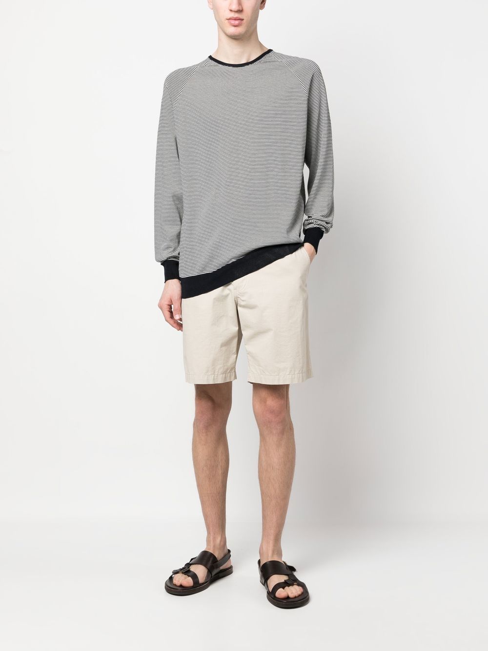 Lardini horizontal-stripe Crew Neck Jumper Blue Men Knitted Sweaters Maison-Kitsune