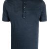 Men Polo Shirts Maison-Kitsune Lardini short-sleeve Linen Shirt Blue