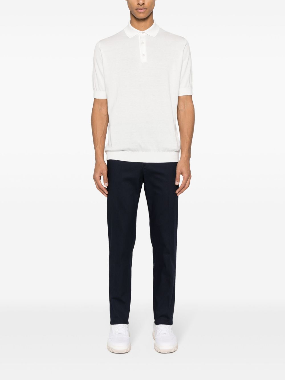 Maison-Kitsune Lardini logo-embroidered Cotton Polo Shirt White Men Polo Shirts