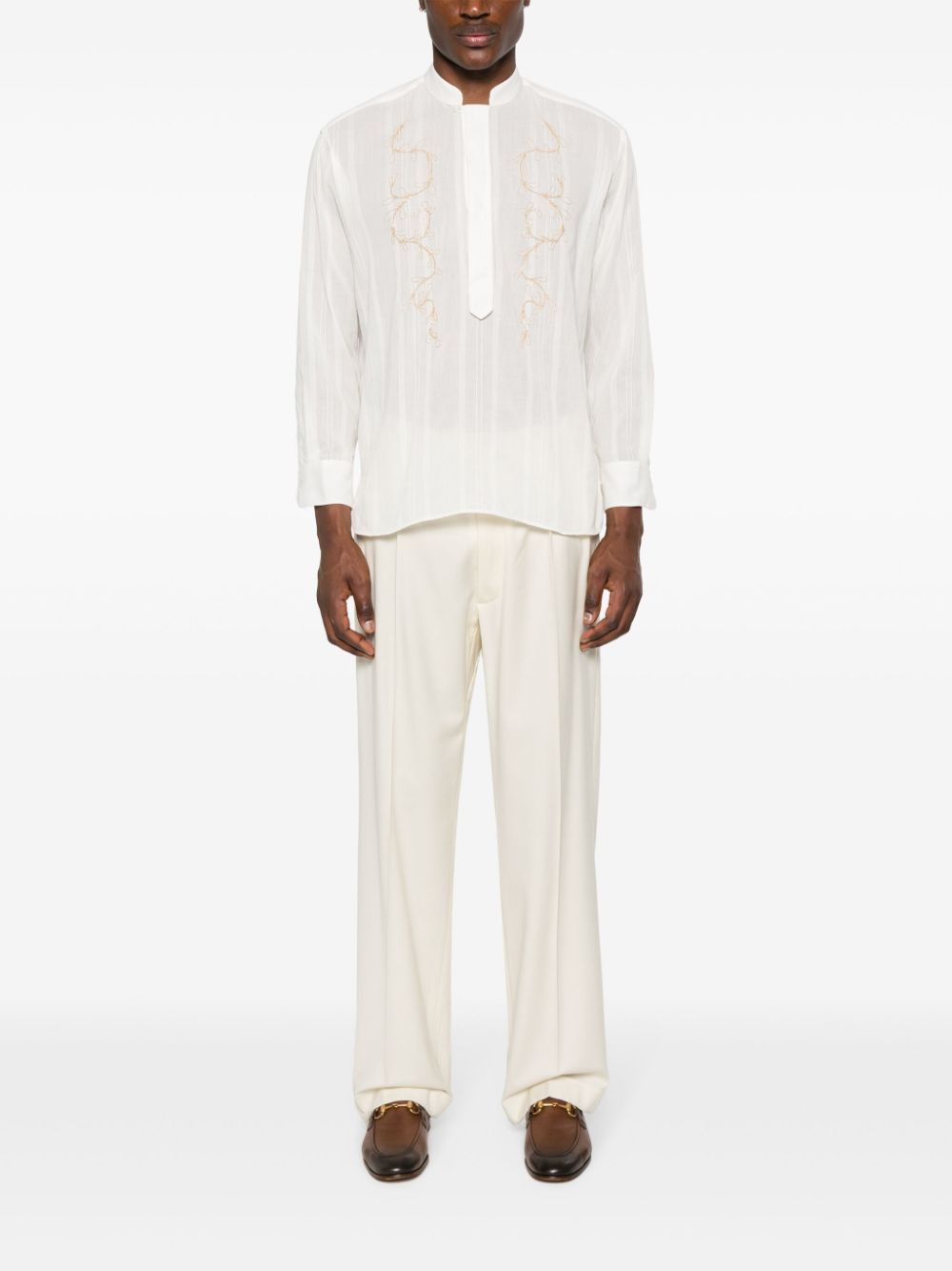 Lardini chain-link Detail Cotton Shirt Neutrals Maison-Kitsune Men Shirts