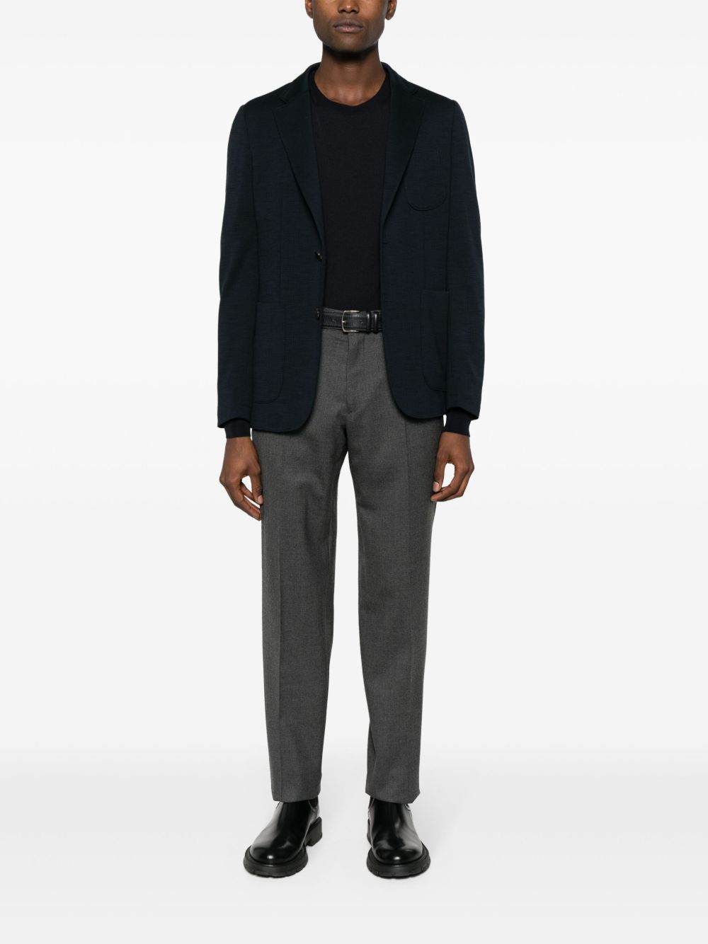 Lardini crew-neck long-sleeve Jumper Blue Men Knitted Sweaters Maison-Kitsune