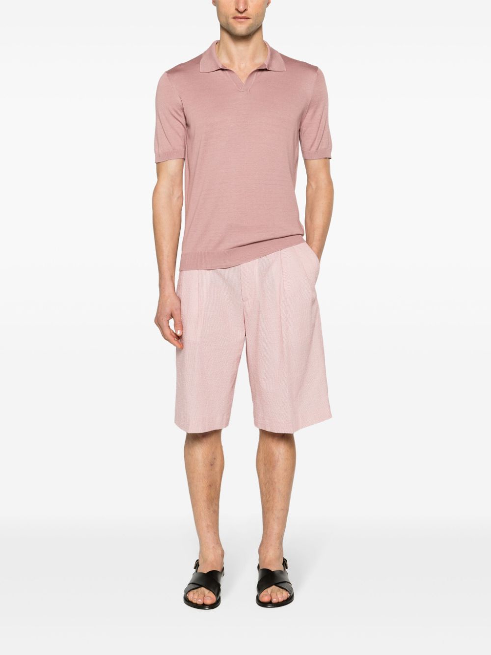 Lardini Pinstriped mid-rise Bermuda Shorts Pink Men Bermuda Shorts Maison-Kitsune