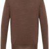 Maison-Kitsune Lardini Crew Neck wool-blend Jumper Brown Men Knitted Sweaters