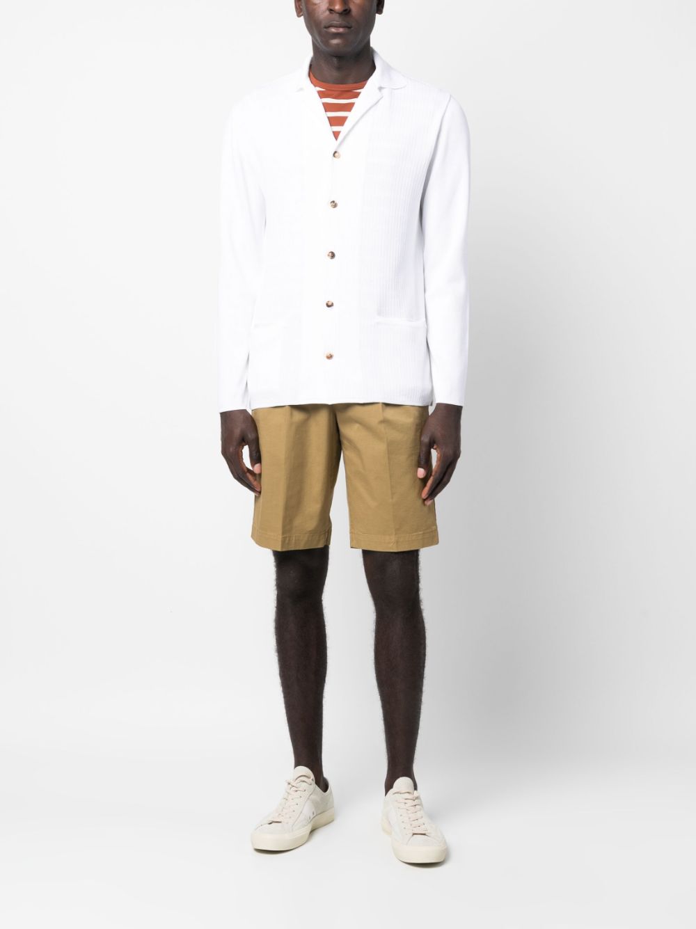 Maison-Kitsune Lardini spread-collar long-sleeved Shirt White Men Shirts