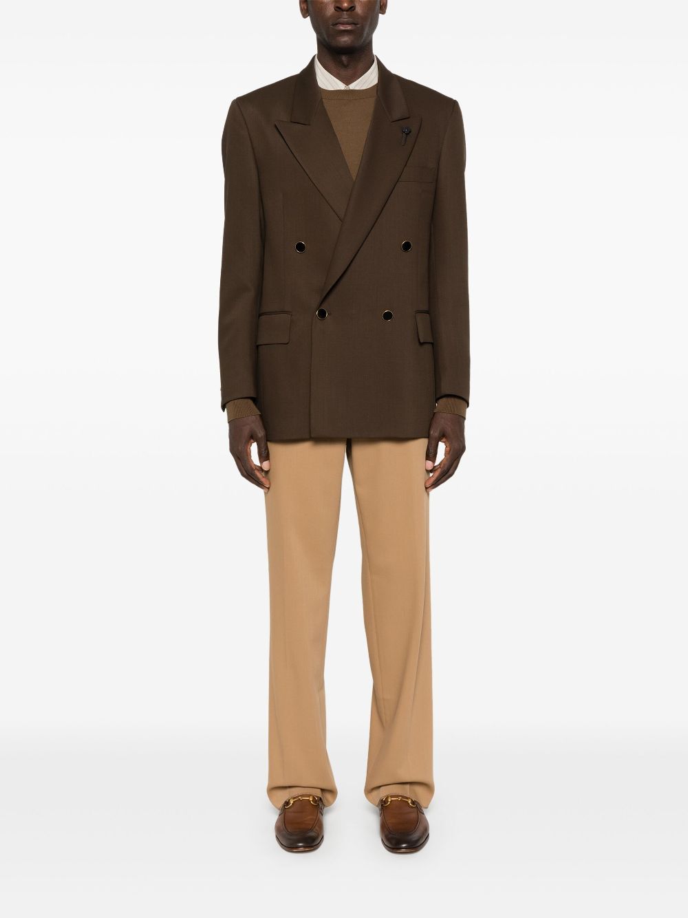 Maison-Kitsune Lardini Tailored Trousers Brown Men Tailored Pants