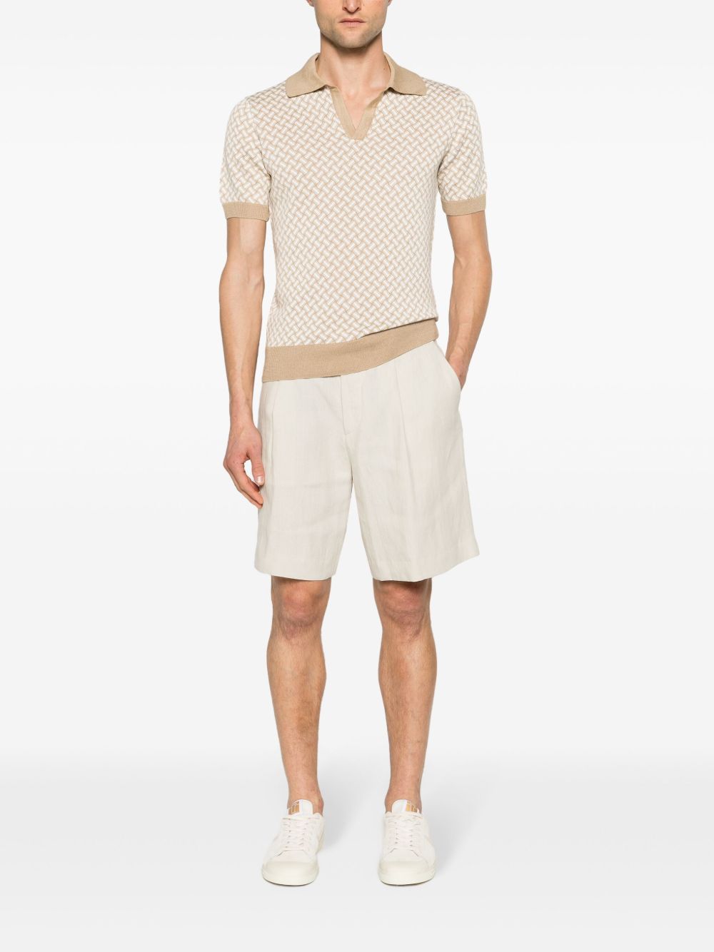 Lardini mid-rise Linen Bermuda Shorts Neutrals Maison-Kitsune Men Bermuda Shorts