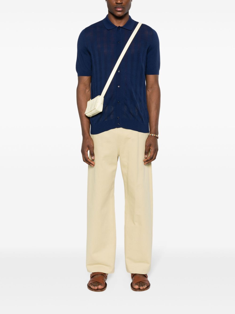 Lardini check-pattern Cotton Polo Shirt Blue Men Polo Shirts Maison-Kitsune