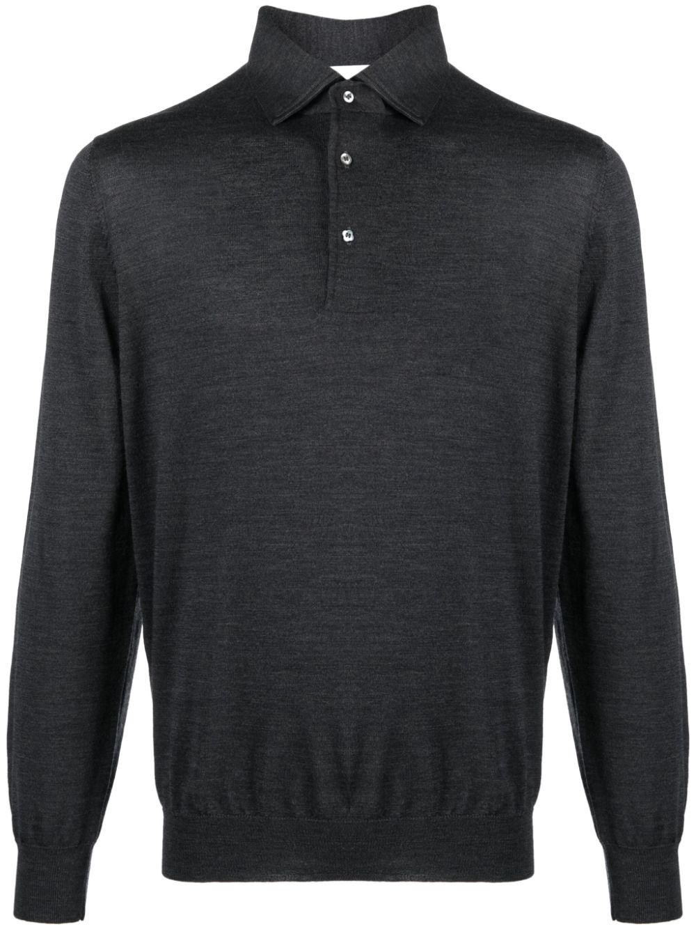 Maison-Kitsune Lardini fine-knit Wool Polo Shirt Grey Men Polo Shirts