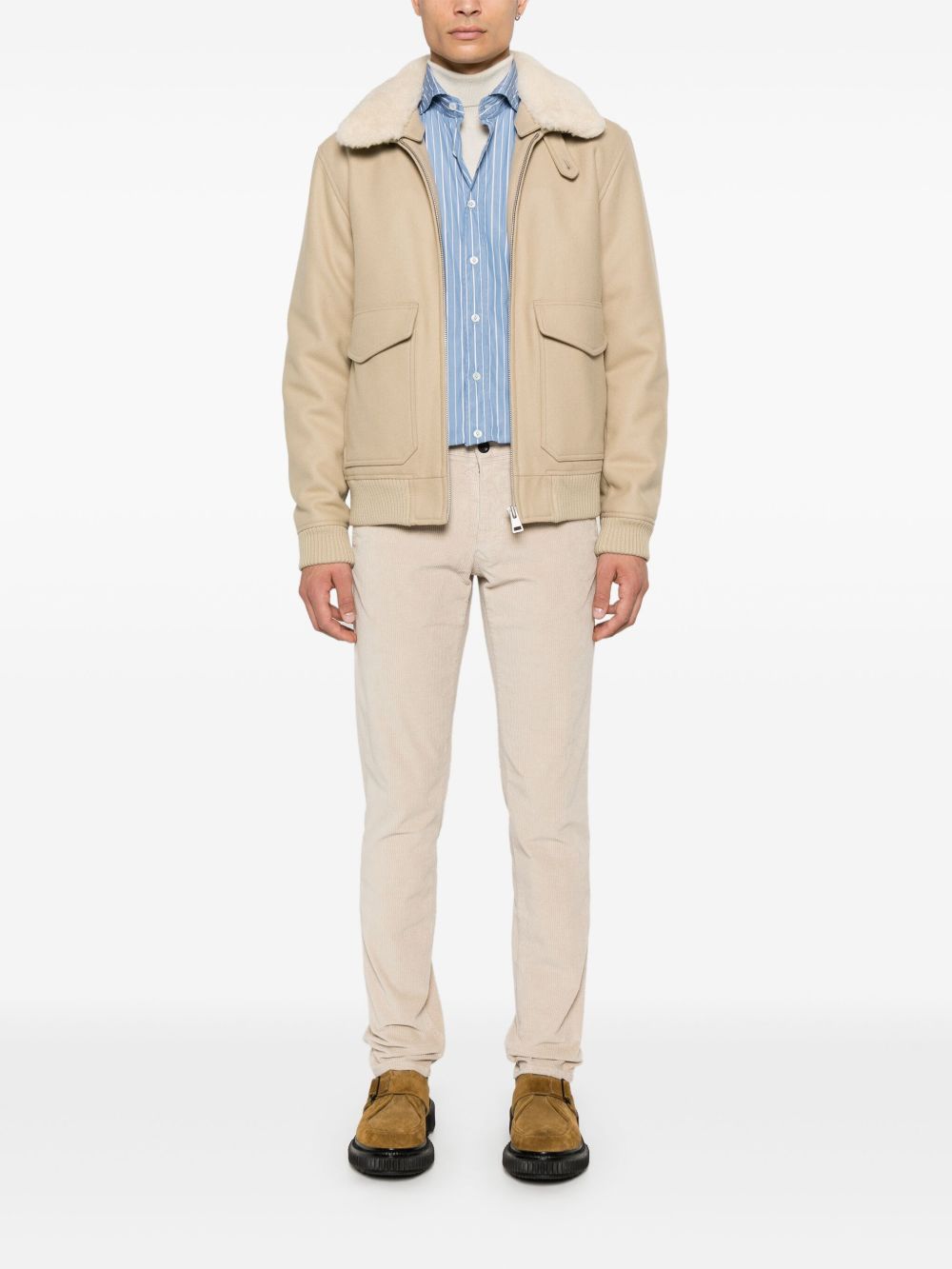 Maison-Kitsune Shirts Men Lardini Striped Poplin Shirt Blue