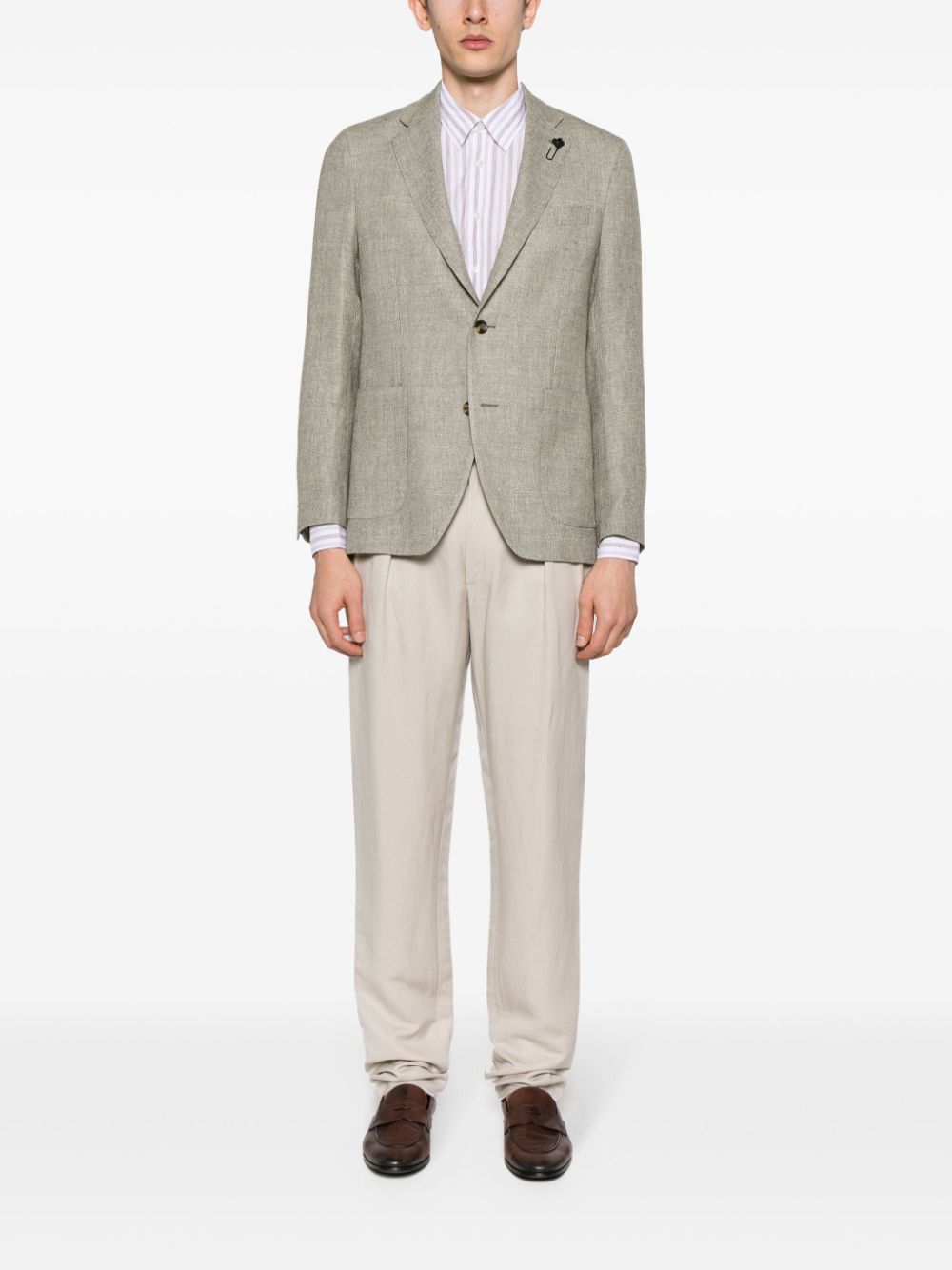 Maison-Kitsune Lardini halo-stripe classic-collar Shirt Pink Men Shirts