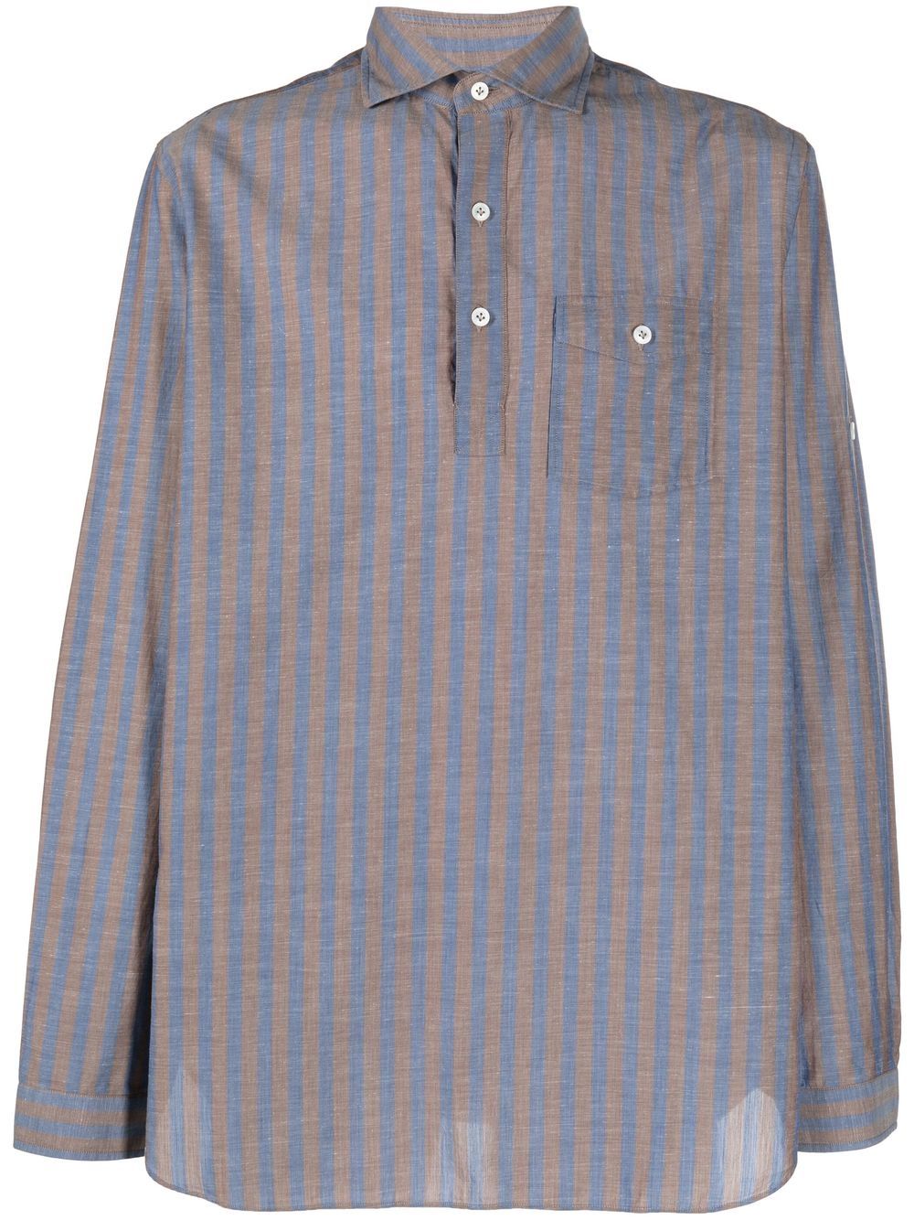 Lardini Striped Cotton Shirt Blue Men Shirts Maison-Kitsune