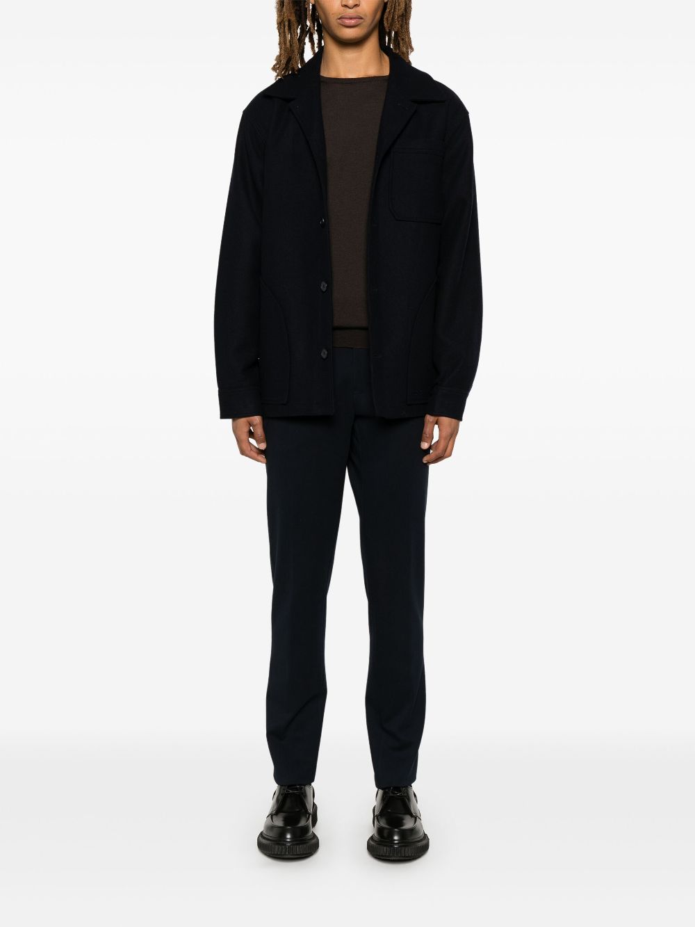 Maison-Kitsune Knitted Sweaters Men Lardini fine-knit Sweater Brown