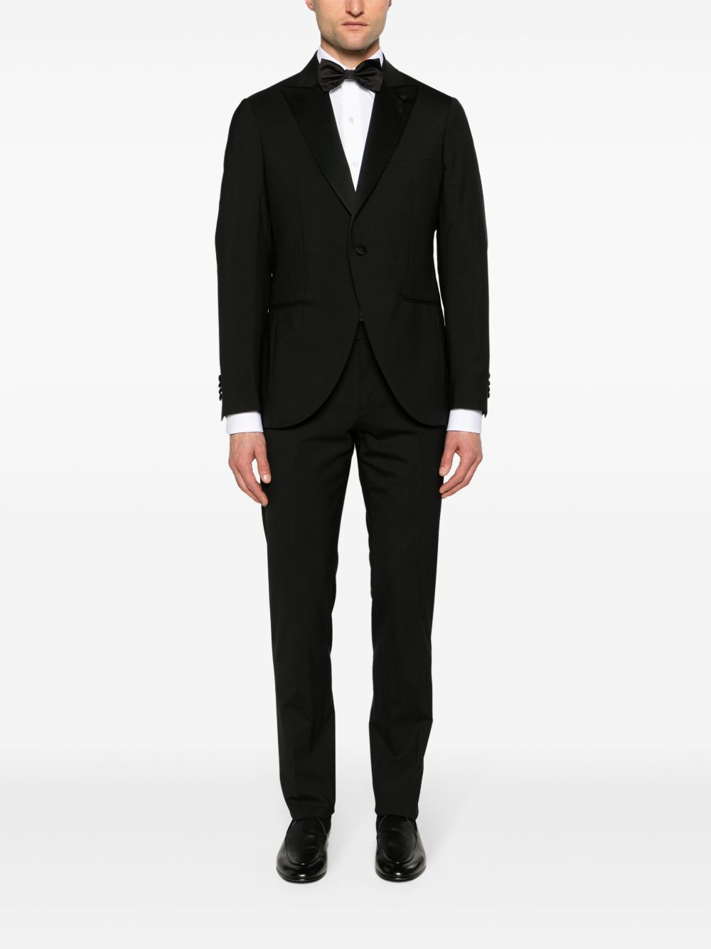 Maison-Kitsune Lardini brooch-detail single-breasted Suit Black Men Single Breasted Suits