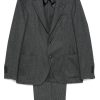 Maison-Kitsune Single Breasted Suits Men Lardini Striped Suit Grey