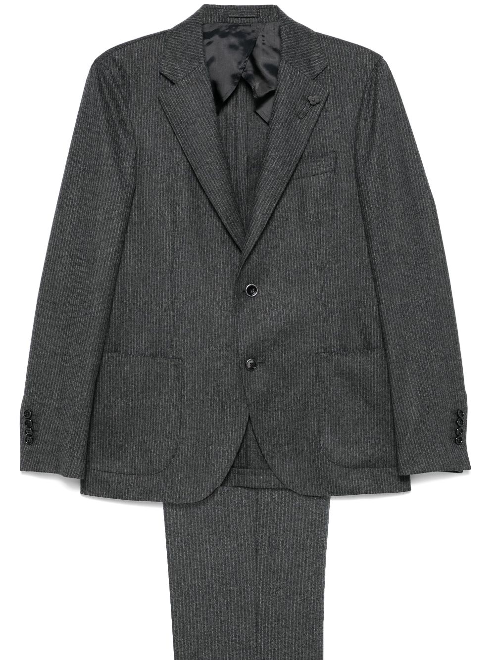 Maison-Kitsune Single Breasted Suits Men Lardini Striped Suit Grey