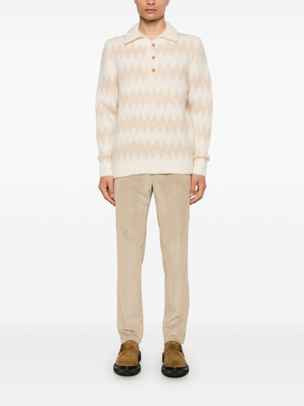Lardini Zigzag Polo Sweater Neutrals Maison-Kitsune Men Polo Shirts