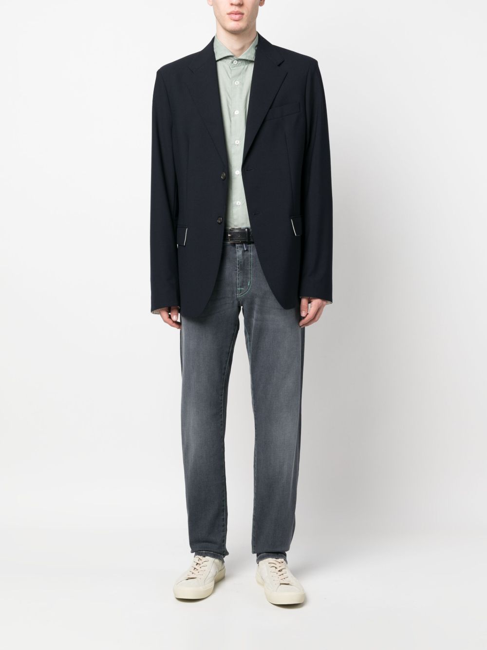 Maison-Kitsune Lardini long-sleeved Cotton Shirt Green Men Shirts