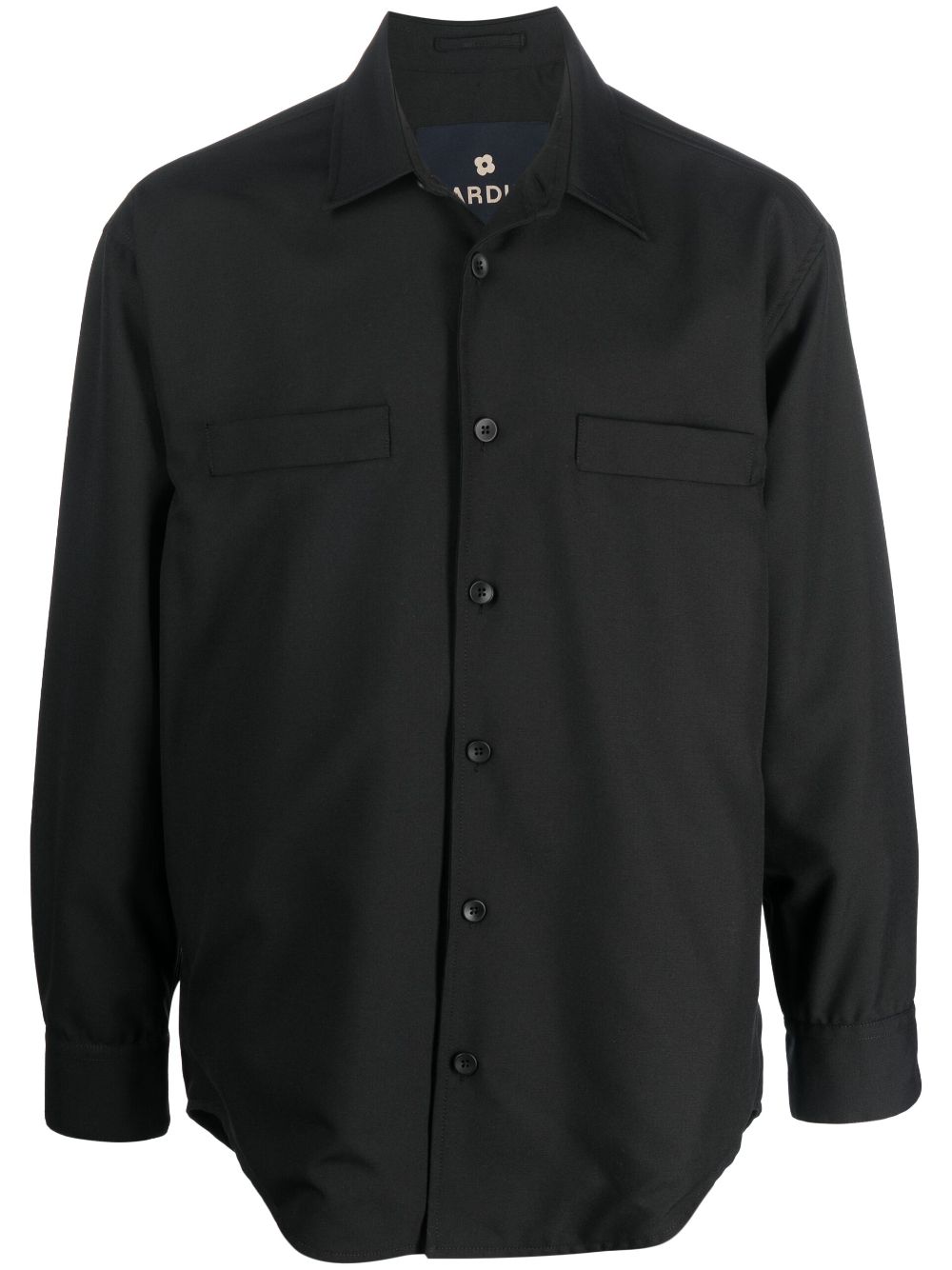 Maison-Kitsune Lardini logo-patch long-sleeve Shirt Black Men Shirts